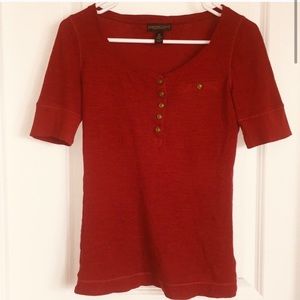 LAUREN JEANS RALPH LAUREN red color short sleeve Tshirt gold button size Xs